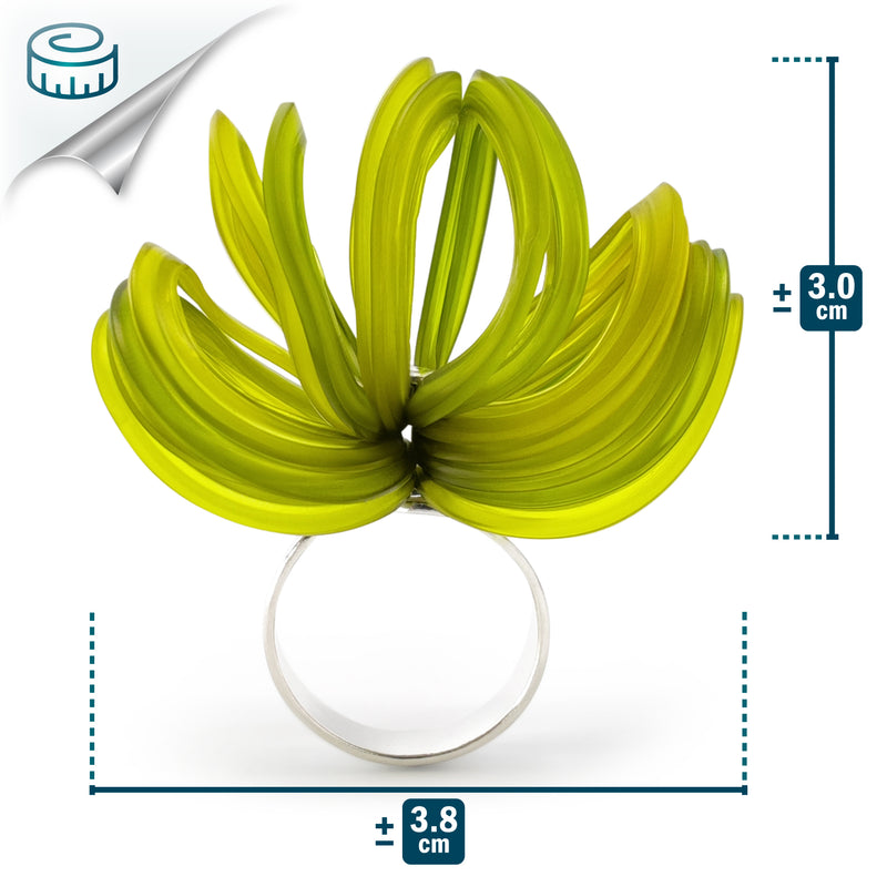 ANILLO ECOBLOOM - Hecho a mano - Ajustable - Plata de ley 925 - Plástico reciclado de los revestimientos de las tapas de botellas