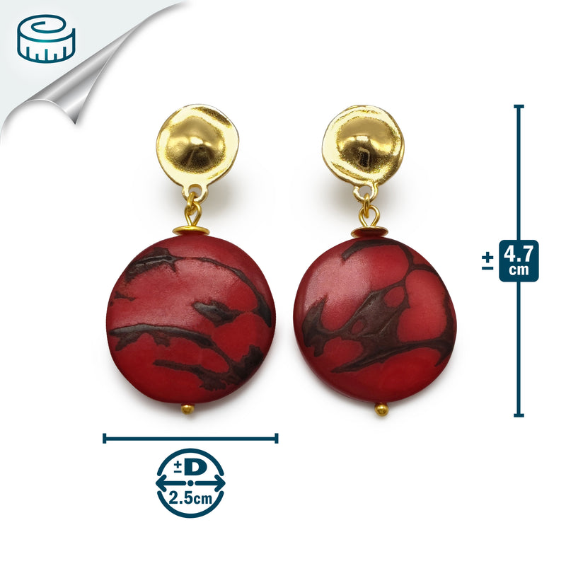 PENDIENTES SOLISE - Hechos a mano - Bañados en oro de 24 quilates - Tagua (marfil vegetal)