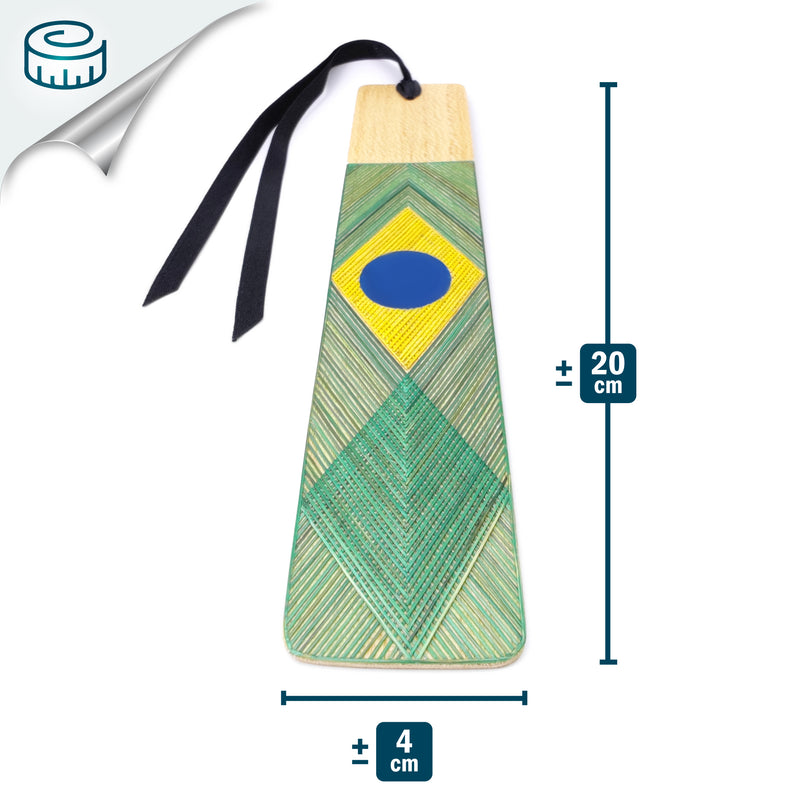 MARCAPÁGINAS BRASIL - COLECCIÓN DE EQUIPOS NACIONALES - El arte del tamo - Madera clara decorada con paja de trigo y cebada (enchapado en tamo)