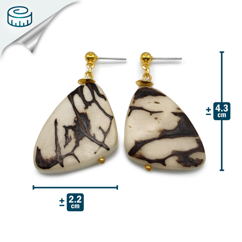 PENDIENTES MARIPOSA - Hechos a mano - Bañados en oro de 24 quilates - Tagua (marfil vegetal)