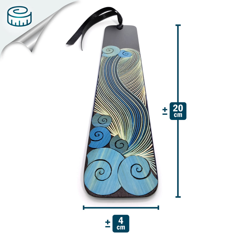 MARCAPÁGINAS AIRE - COLECCIÓN LOS CUATRO ELEMENTOS - El arte del tamo - Madera oscura decorada con paja de trigo y cebada (enchapado en tamo)