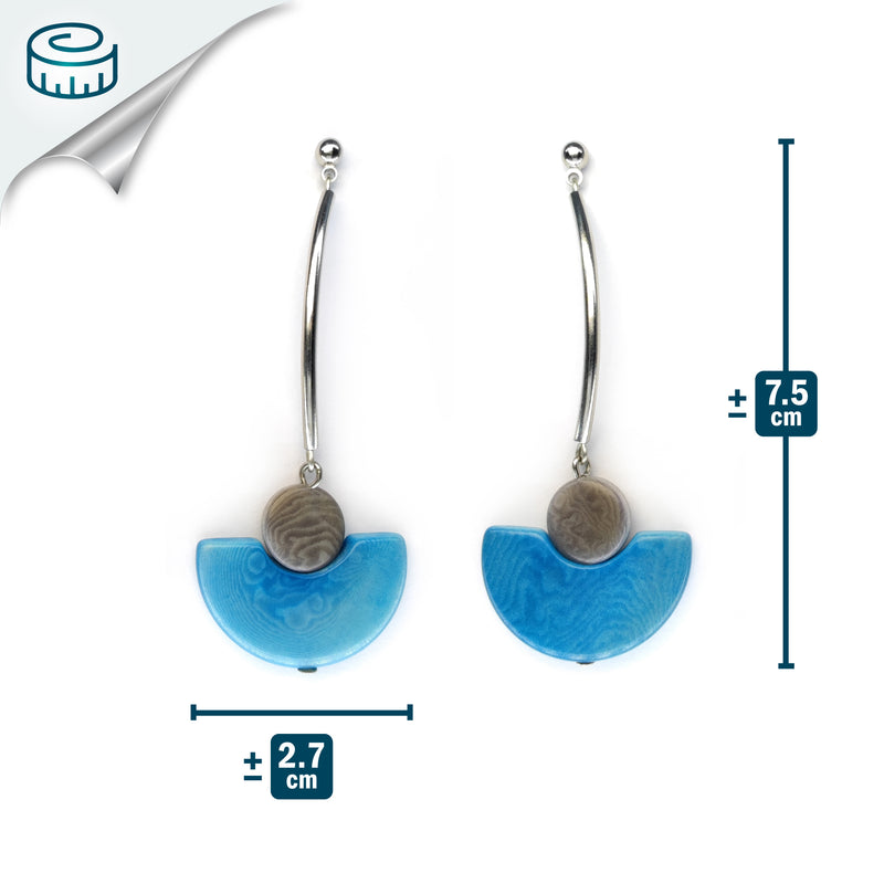 PENDIENTES LUNA - Hechos a mano - Acero inoxidable - Tagua (marfil vegetal)