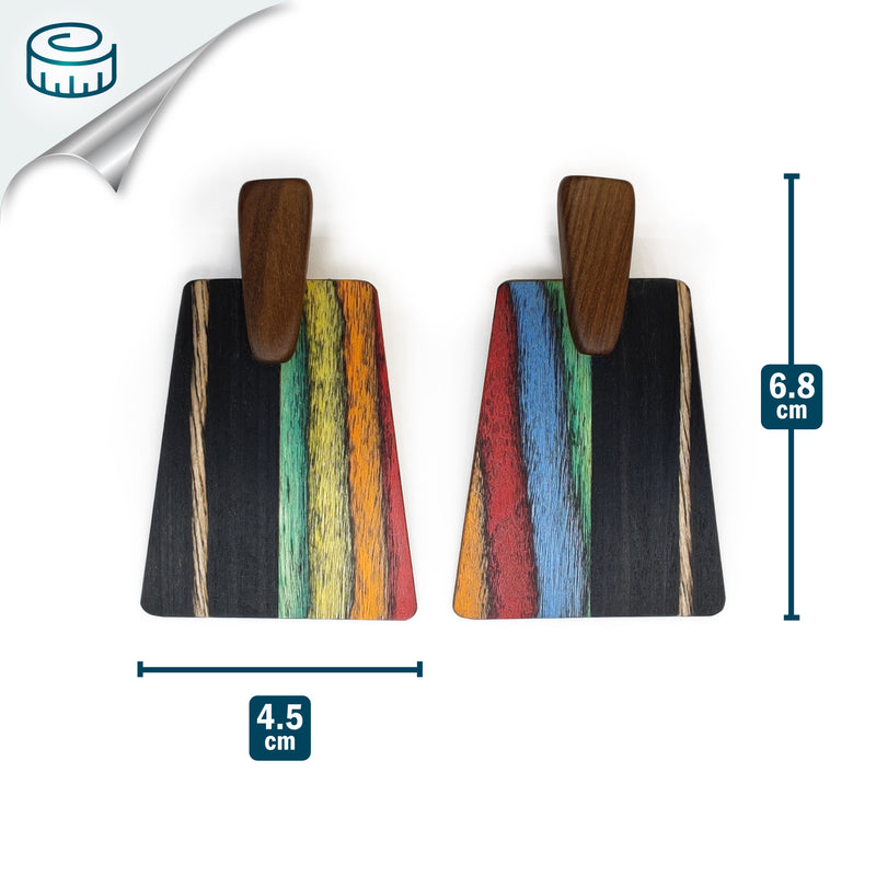 PENDIENTES WOODIE TRAPEZE - Hechos a mano - Madera contrachapada de 3 capas cruzadas