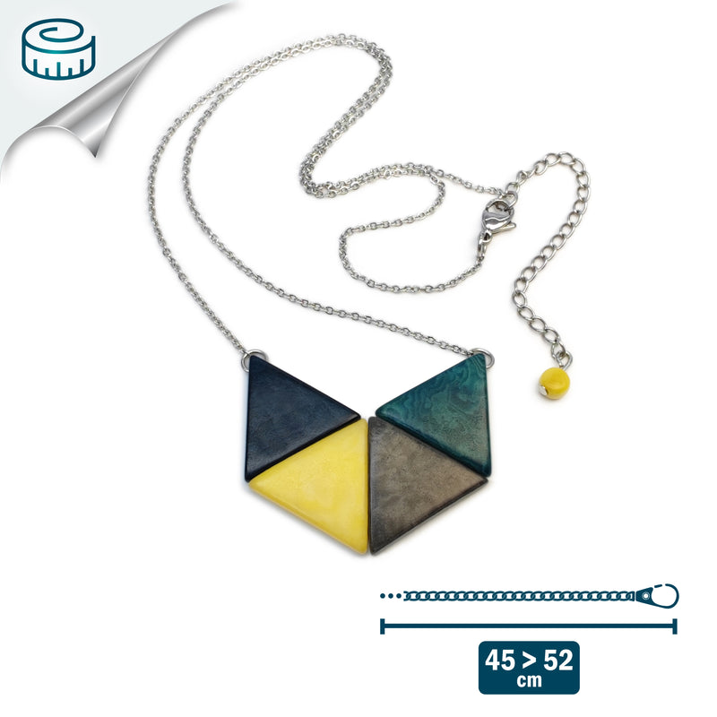 COLLAR LOZANGO - Hecho a mano - Acero inoxidable - Tagua (marfil vegetal)