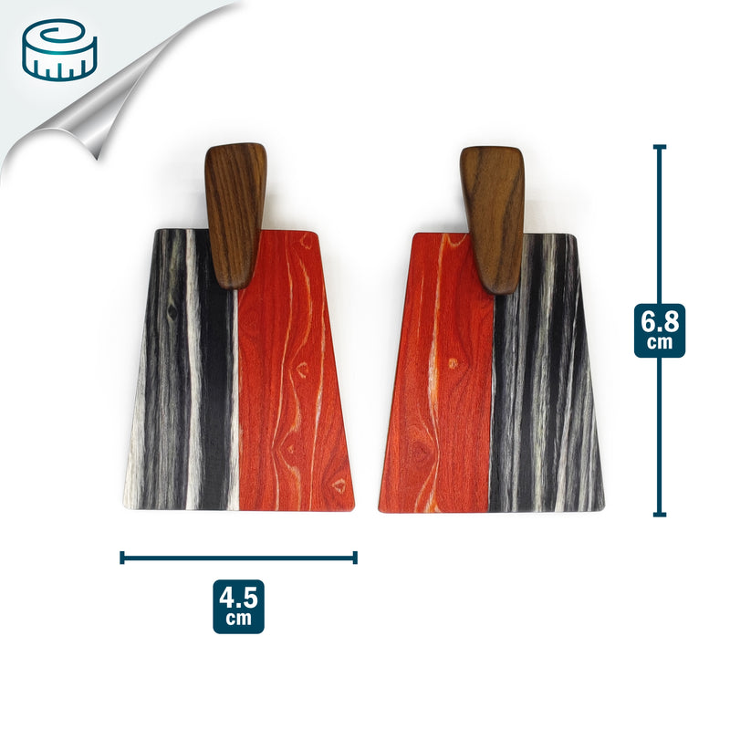 PENDIENTES WOODIE TRAPEZE - Hechos a mano - Madera contrachapada de 3 capas cruzadas