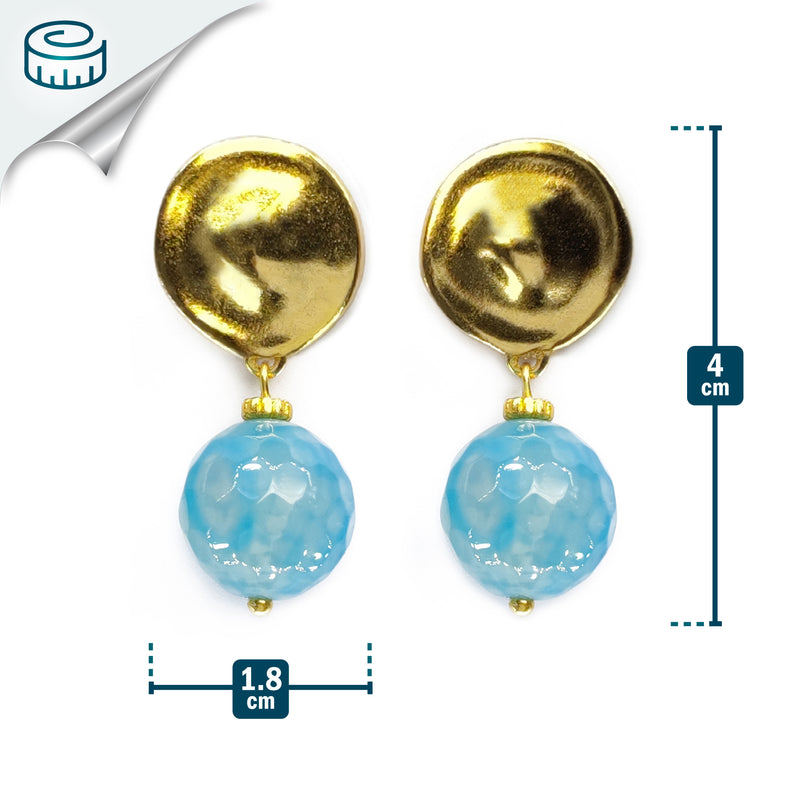 PENDIENTES CALIMA - Hechos a mano - Bañados en oro de 24 quilates - Ágata