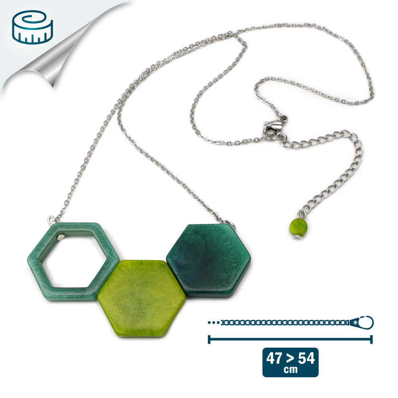 COLLAR TRIPTYCH - Hecho a mano - Acero inoxidable - Tagua (marfil vegetal)