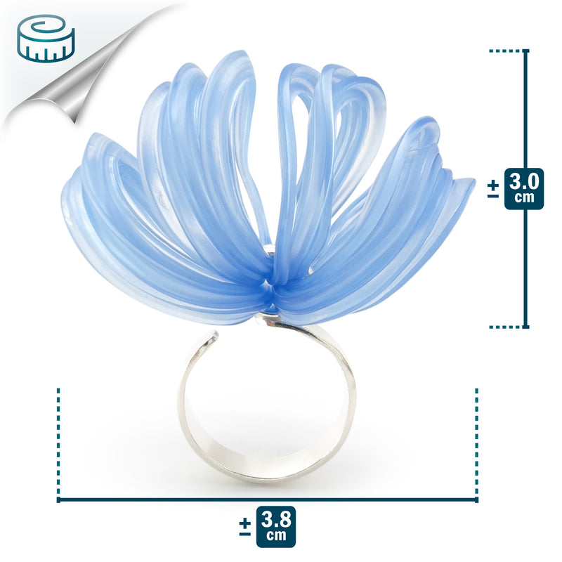 ANILLO ECOBLOOM - Hecho a mano - Ajustable - Plata de ley 925 - Plástico reciclado de los revestimientos de las tapas de botellas