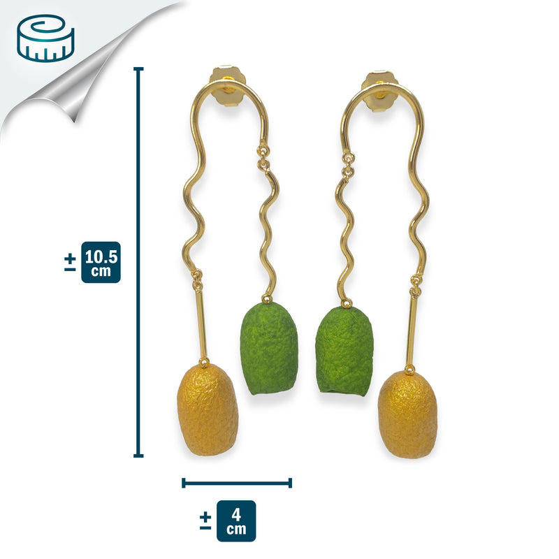 PENDIENTES COCOON TWIN - Hechos a mano - Bañados en oro de 24 quilates - Capullos de seda