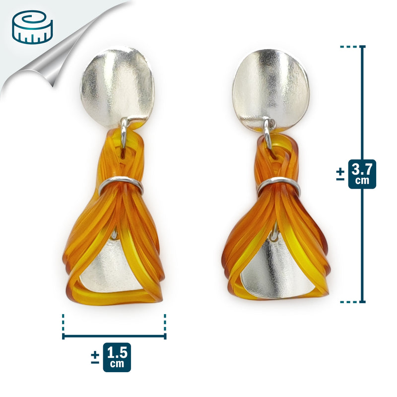 PENDIENTES ECOGLOW - Hechos a mano - Plata de ley 925 - Plástico reciclado de los revestimientos de las tapas de botellas