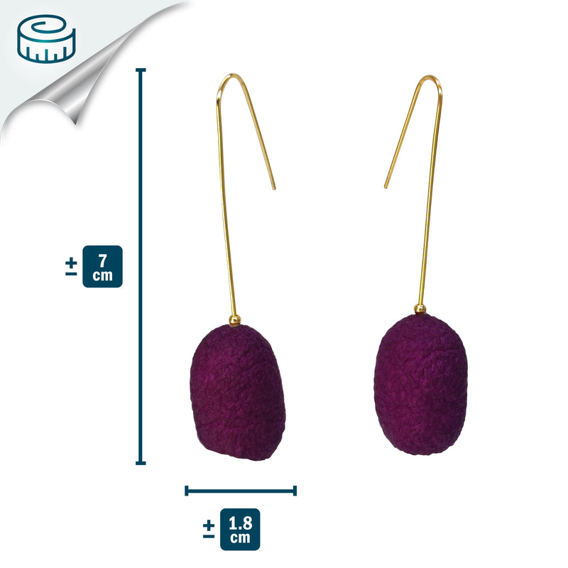 PENDIENTES COCOON CLASSIC - Hechos a mano - Bañados en oro de 24 quilates - Capullos de seda