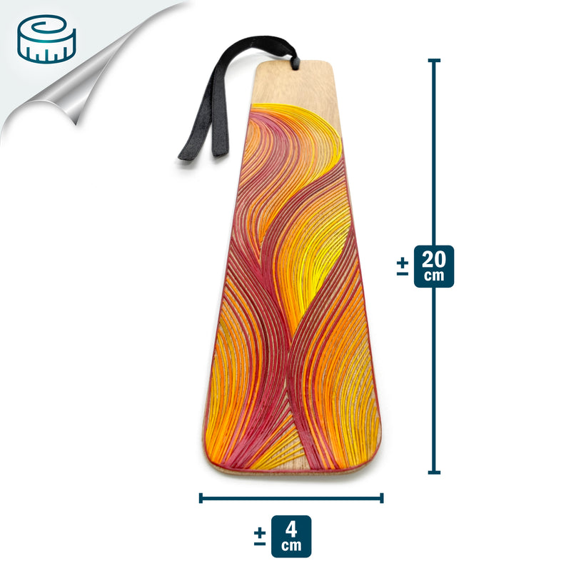 MARCAPÁGINAS FUEGO - COLECCIÓN LOS CUATRO ELEMENTOS - El arte del tamo - Madera clara decorada con paja de trigo y cebada (enchapado en tamo)