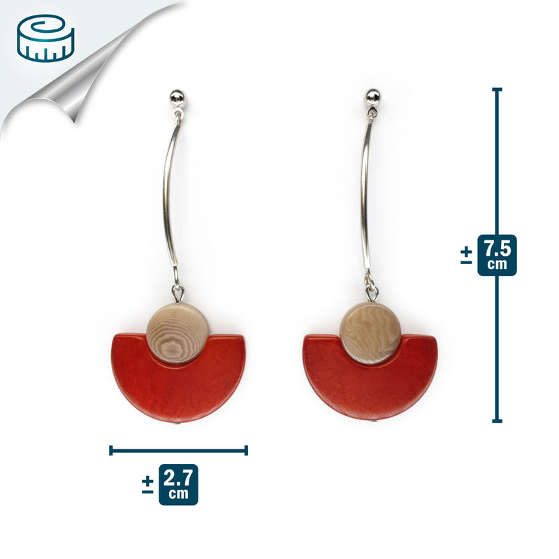 PENDIENTES LUNA - Hechos a mano - Acero inoxidable - Tagua (marfil vegetal)