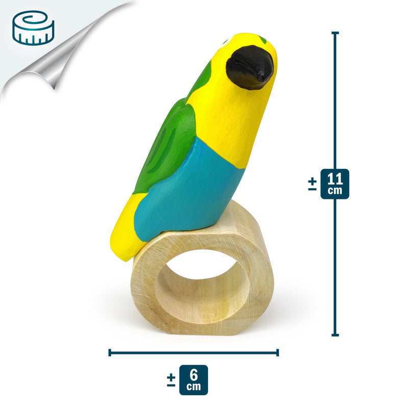 ANILLO DE SERVILLETA DECORATIVO - Tangara multicolor - Madera tallada y pintada a mano