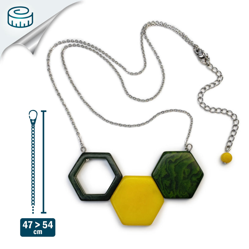 COLLAR TRIPTYCH - Hecho a mano - Acero inoxidable - Tagua (marfil vegetal)