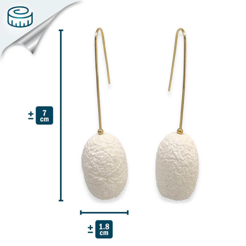 PENDIENTES COCOON CLASSIC - Hechos a mano - Bañados en oro de 24 quilates - Capullos de seda