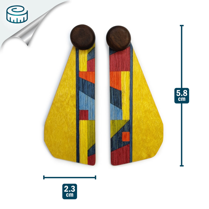 PENDIENTES WOODIE TRIO - Hechos a mano - Reversibles - Madera contrachapada de 3 capas cruzadas